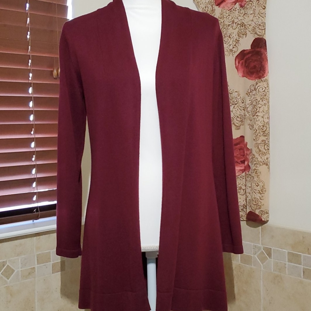 Open Front Cardigan w/ Back Novelty Stitch Detail